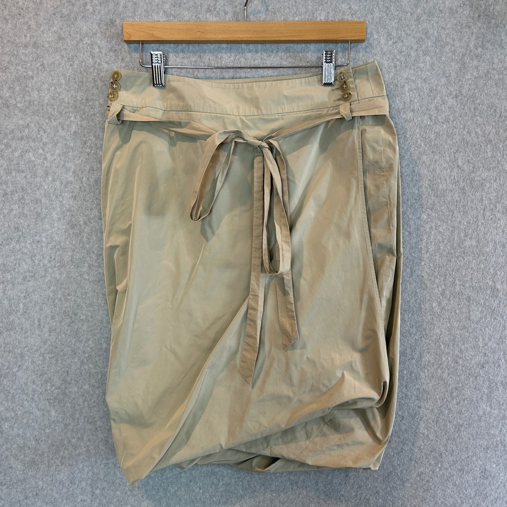 Pauw‎ Amsterdam Size 2 Wrap Pencil Skirt Tan Belted Balloon Silhouette Taffeta